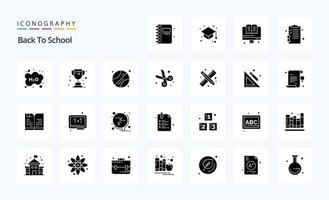 25 Back To School Solid Glyph icon pack vector