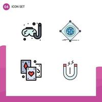 Modern Set of 4 Filledline Flat Colors and symbols such as swimming entertainment iot of tarot Editable Vector Design Elements