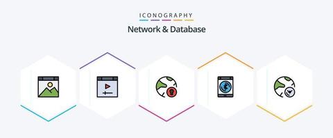 Network And Database 25 FilledLine icon pack including information. analysis. padlock. data vector