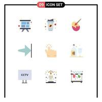 9 Thematic Vector Flat Colors and Editable Symbols of hand click brush finish arrow Editable Vector Design Elements