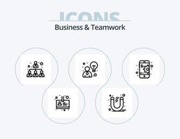 Business And Teamwork Line Icon Pack 5 Icon Design. power. magnet. pyramid. business. users vector