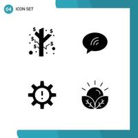 Group of 4 Modern Solid Glyphs Set for earnings management message sand risk Editable Vector Design Elements