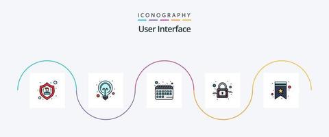 paquete de iconos de 5 planos llenos de línea de interfaz de usuario que incluye etiqueta. favorito. cita. marcador. cerrar vector