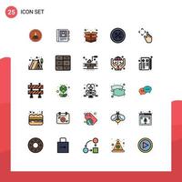 25 Universal Filled line Flat Colors Set for Web and Mobile Applications sew clothing book button package Editable Vector Design Elements