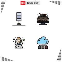 Set of 4 Modern UI Icons Symbols Signs for interior hat birthday harlequin server Editable Vector Design Elements