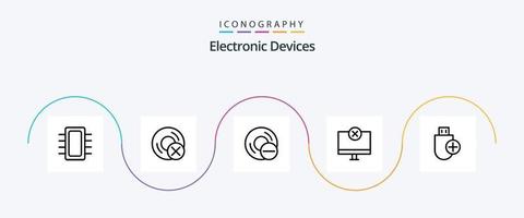 paquete de iconos de la línea 5 de dispositivos que incluye dispositivos. agregar. artilugio. monitor. artilugio vector