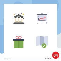 4 iconos creativos signos y símbolos modernos de construcción de regalos bancarios compras elementos de diseño vectorial editables vector