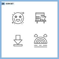 Group of 4 Filledline Flat Colors Signs and Symbols for adoration dawn heart eyes office forecast Editable Vector Design Elements