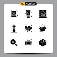 Modern Set of 9 Solid Glyphs and symbols such as geyser hot configure heat heater Editable Vector Design Elements