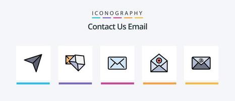 la línea de correo electrónico llenó el paquete de 5 iconos, incluido el pin. abierto. negocio. mensaje. Email. diseño de iconos creativos vector