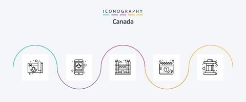 Canada Line 5 Icon Pack Including inukshuk. day. cartoony. month. calendar vector