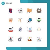 conjunto de 16 iconos modernos de la interfaz de usuario símbolos signos para el carro del corazón vacaciones en internet bebida de coco paquete editable de elementos de diseño de vectores creativos