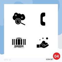 Set of 4 Modern UI Icons Symbols Signs for cloud computing vertical cloud search call wind Editable Vector Design Elements