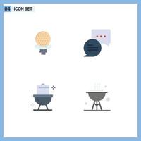 conjunto de 4 iconos planos vectoriales en cuadrícula para elementos de diseño vectorial editables de correo de hotel de baño de golf bbq vector