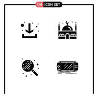 grupo de 4 glifos sólidos modernos establecidos para descargar azúcar islam ramadan consola elementos de diseño vectorial editables vector