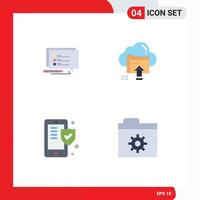 Modern Set of 4 Flat Icons and symbols such as chat phone write up security Editable Vector Design Elements