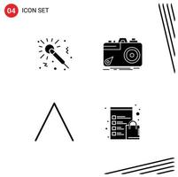 Set of 4 Modern UI Icons Symbols Signs for microphone arrow night capture up Editable Vector Design Elements