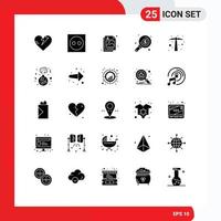 Group of 25 Modern Solid Glyphs Set for hoe investment designer search find Editable Vector Design Elements