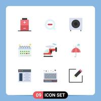 Set of 9 Commercial Flat Colors pack for transport routine devices planning calendar Editable Vector Design Elements