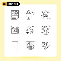 Universal Icon Symbols Group of 9 Modern Outlines of programming html location coding thanksgiving Editable Vector Design Elements