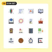 Set of 16 Modern UI Icons Symbols Signs for globe web snooker software game Editable Pack of Creative Vector Design Elements