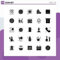 Group of 25 Modern Solid Glyphs Set for controller console ad hotel bag Editable Vector Design Elements