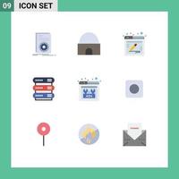 Pack of 9 Modern Flat Colors Signs and Symbols for Web Print Media such as storage data mosque computing feedback Editable Vector Design Elements