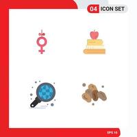 Pack of 4 creative Flat Icons of gender global book education report Editable Vector Design Elements