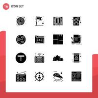 Group of 16 Modern Solid Glyphs Set for backup social repair sharing start up Editable Vector Design Elements