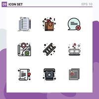 Set of 9 Modern UI Icons Symbols Signs for fireman surveillance romance security interaction Editable Vector Design Elements