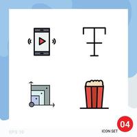 Universal Icon Symbols Group of 4 Modern Filledline Flat Colors of amplifier system speaker format scince Editable Vector Design Elements