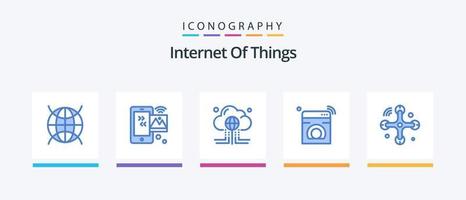 Internet Of Things Blue 5 Icon Pack Including washing. iot. wifi. internet. global. Creative Icons Design vector