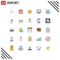 paquete de iconos de vector de stock de 25 signos y símbolos de línea para elementos de diseño de vector editables de computadora de seguridad de idea de computadora mundial