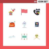 Pictogram Set of 9 Simple Flat Colors of chemistry payable calendar heavy charge Editable Vector Design Elements