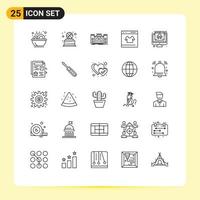 25 Universal Line Signs Symbols of shopping online castle credit landmark Editable Vector Design Elements