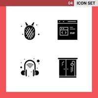 Editable Vector Line Pack of 4 Simple Solid Glyphs of amanas intelligent summer develop wireless headset Editable Vector Design Elements