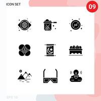 Set of 9 Modern UI Icons Symbols Signs for model features stewpot character block Editable Vector Design Elements