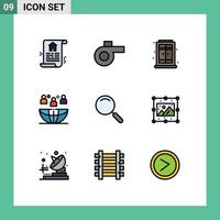 Set of 9 Modern UI Icons Symbols Signs for creative magnify freelance magnifier outsourcing Editable Vector Design Elements