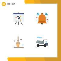 Pack of 4 creative Flat Icons of board mop alert signal quad Editable Vector Design Elements