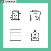 4 User Interface Line Pack of modern Signs and Symbols of app marketing smartphone data wireframe Editable Vector Design Elements