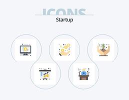 Startup Flat Icon Pack 5 Icon Design. hand. earnings. click. revenue. income vector