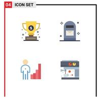 Pack of 4 creative Flat Icons of award chart success office graph Editable Vector Design Elements