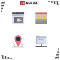 Set of 4 Vector Flat Icons on Grid for internet graph website garage place Editable Vector Design Elements