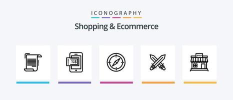 paquete de iconos de línea 5 de compras y comercio electrónico que incluye oferta. descuento. tarjeta. etiqueta. información diseño de iconos creativos vector