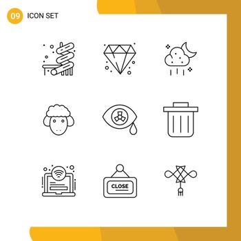 9 Universal Outline Signs Symbols of recycling bin nuclear ui mutation sheep Editable Vector Design Elements