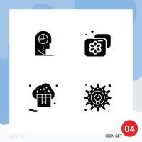 Pack of 4 creative Solid Glyphs of human online hat facility store Editable Vector Design Elements