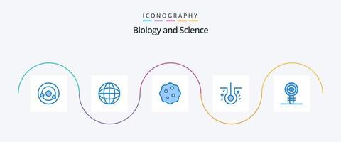 Biology Blue 5 Icon Pack Including chemical. sick hair. laboratory. hair biology. zoom vector