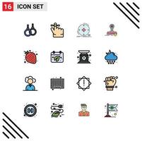 Set of 16 Modern UI Icons Symbols Signs for strawberry logo digital press stamp Editable Creative Vector Design Elements