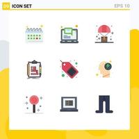 Pack of 9 creative Flat Colors of workflow scheme balloon process shopping Editable Vector Design Elements