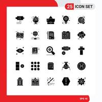 25 User Interface Solid Glyph Pack of modern Signs and Symbols of target goal bag achievement light bulb Editable Vector Design Elements